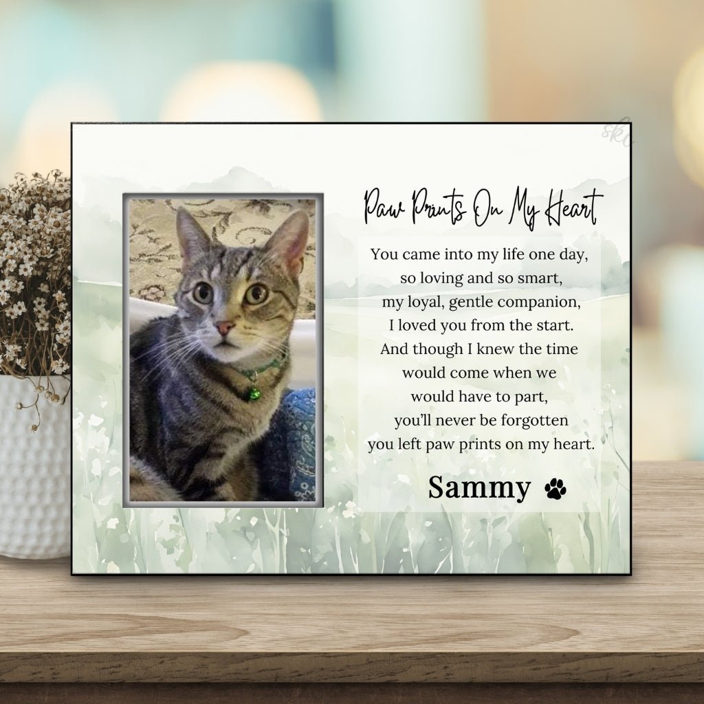 Paw Prints On My Heart - Pet Loss Memorial Frame – Personalized pet memorial by Sunrise Keepsakes