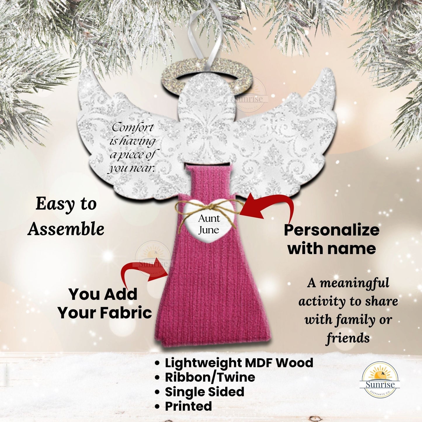 Personalized Angel Ornament – Clothing Keepsake Memorial Gift – Personalized Memorial Ornament by Sunrise Keepsakes