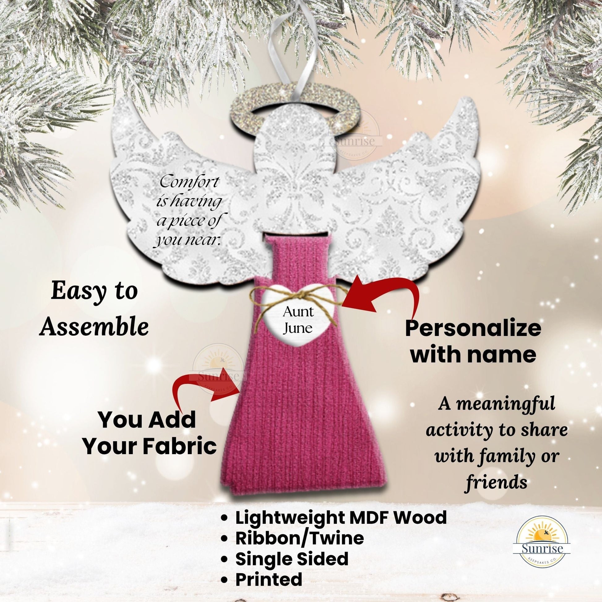 Personalized Angel Ornament – Clothing Keepsake Memorial Gift – Personalized Memorial Ornament by Sunrise Keepsakes