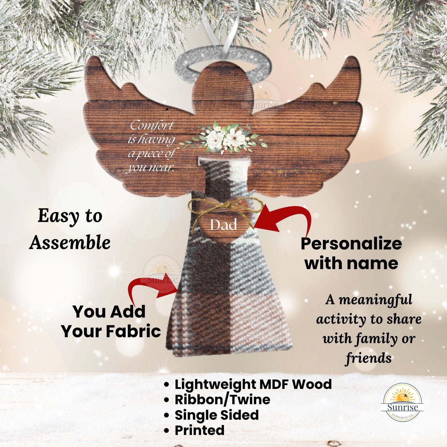 Personalized Angel Ornament – Clothing Keepsake Memorial Gift – Personalized Memorial Ornament by Sunrise Keepsakes
