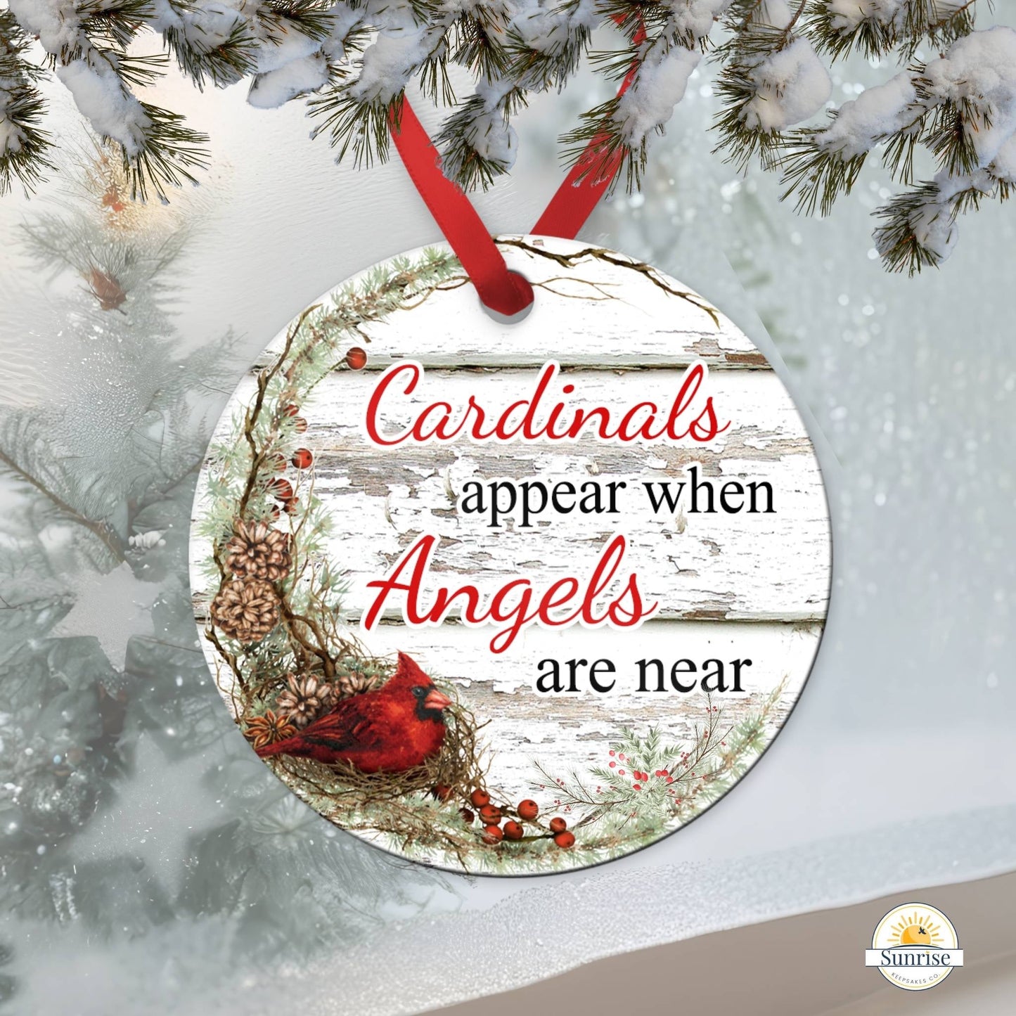 Personalized Cardinal Memorial Ornament – "Cardinals Appear When Angels Are Near" – Personalized Memorial Ornament by Sunrise Keepsakes