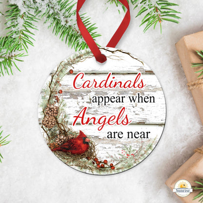 Personalized Cardinal Memorial Ornament – "Cardinals Appear When Angels Are Near" – Personalized Memorial Ornament by Sunrise Keepsakes