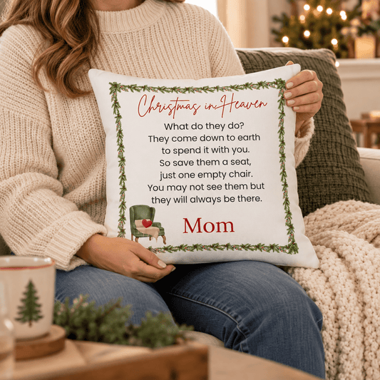 Personalized Christmas in Heaven Memorial Pillow – Personalized Home Decor by Sunrise Keepsakes