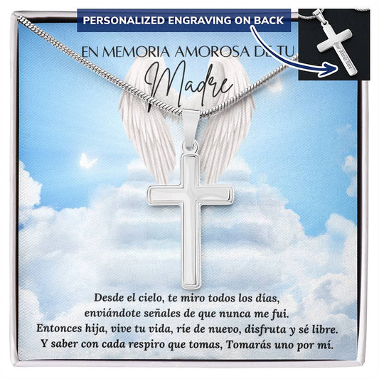 Personalized Cross Necklace - Engraved Jewelry - Loss of Madre - pérdida de madre – Personalized Jewelry by Sunrise Keepsakes