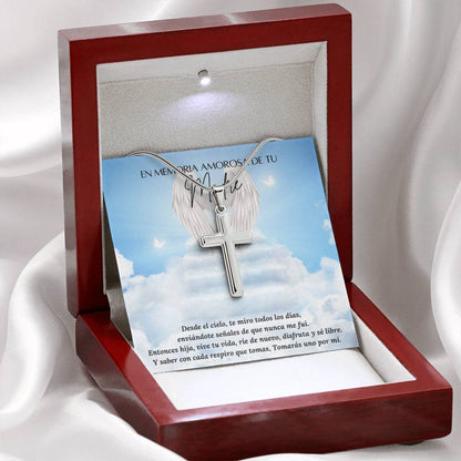 Personalized Cross Necklace - Engraved Jewelry - Loss of Madre - pérdida de madre – Personalized Jewelry by Sunrise Keepsakes