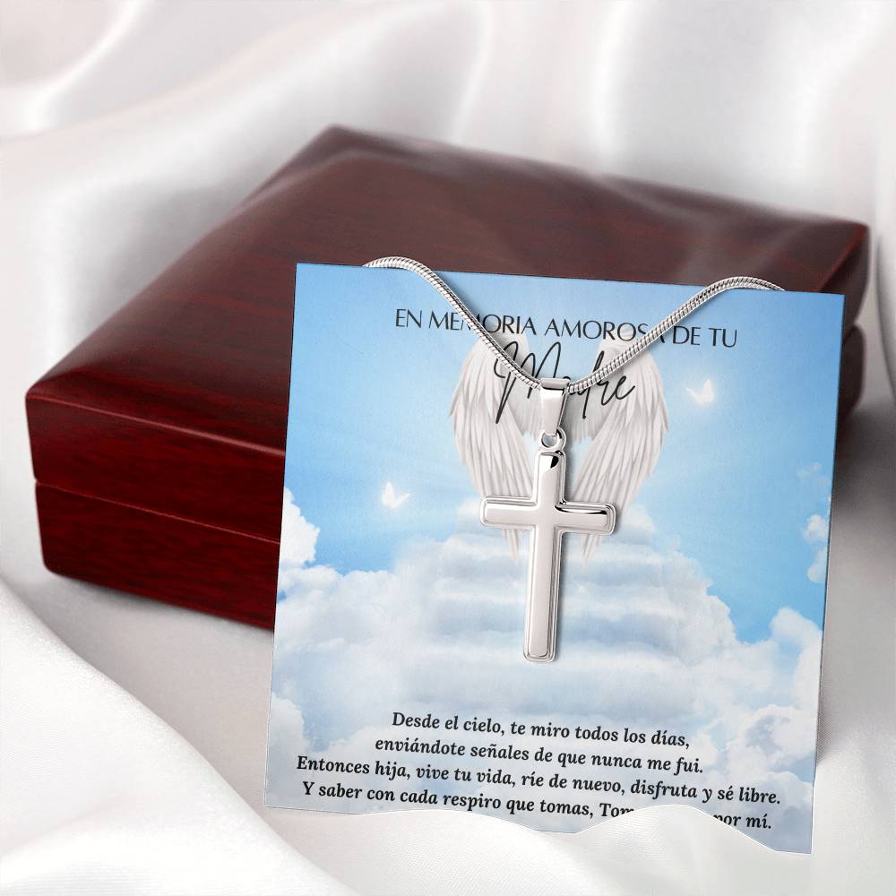 Personalized Cross Necklace - Engraved Jewelry - Loss of Madre - pérdida de madre – Personalized Jewelry by Sunrise Keepsakes