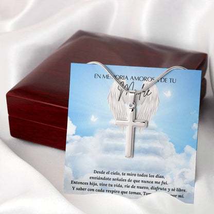 Personalized Cross Necklace - Engraved Jewelry - Loss of Madre - pérdida de madre – Personalized Jewelry by Sunrise Keepsakes