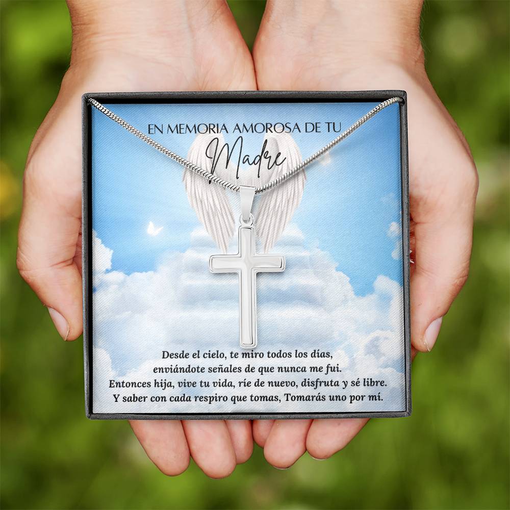 Personalized Cross Necklace - Engraved Jewelry - Loss of Madre - pérdida de madre – Personalized Jewelry by Sunrise Keepsakes