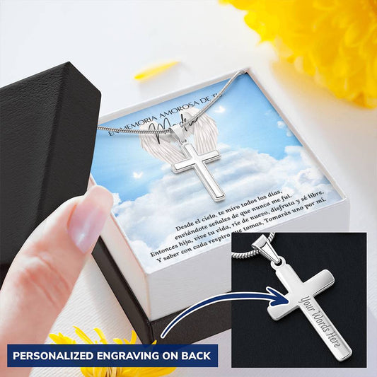 Personalized Cross Necklace - Engraved Jewelry - Loss of Madre - pérdida de madre – Personalized Jewelry by Sunrise Keepsakes