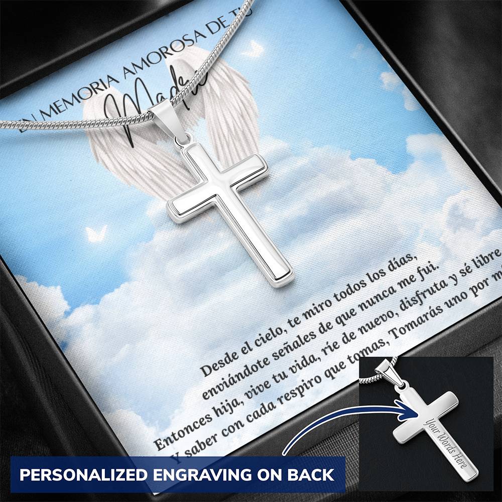 Personalized Cross Necklace - Engraved Jewelry - Loss of Madre - pérdida de madre – Personalized Jewelry by Sunrise Keepsakes