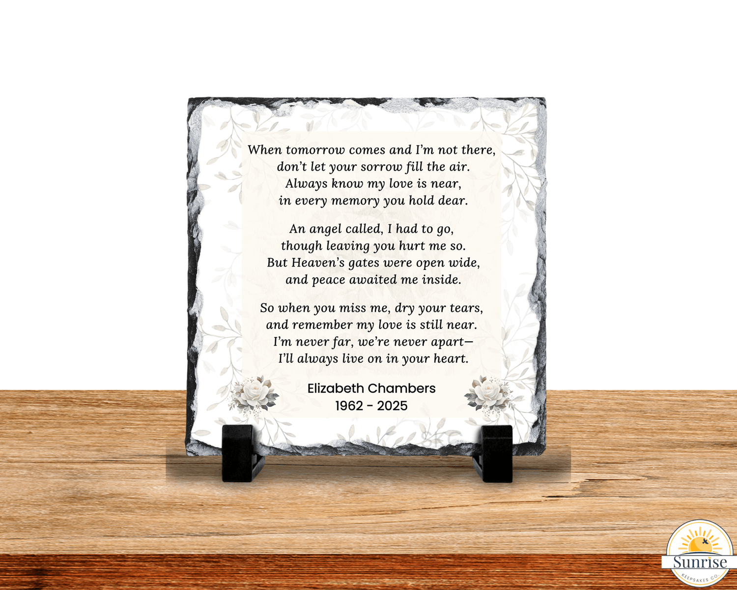 Personalized Memorial Plaque – Stone Slate with Poem When Tomorrow Comes – Personalized Sympathy Gifts by Sunrise Keepsakes