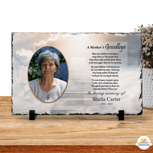 Personalized Memorial Stone for Mom – Photo Sympathy Gift with Poem – Personalized Sympathy Gifts by Sunrise Keepsakes
