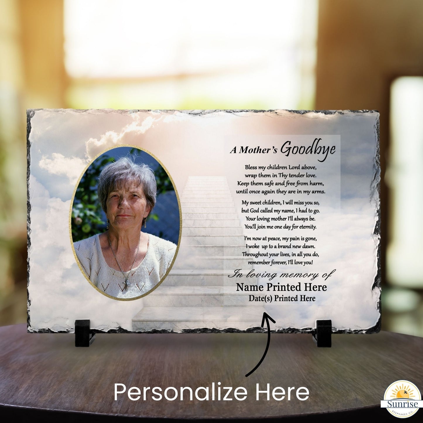 Personalized Memorial Stone for Mom – Photo Sympathy Gift with Poem – Personalized Sympathy Gifts by Sunrise Keepsakes