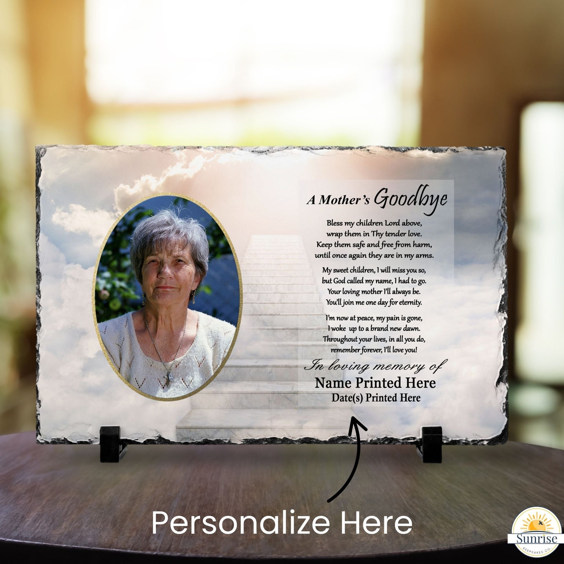 Personalized Memorial Stone for Mom – Photo Sympathy Gift with Poem – Personalized Sympathy Gifts by Sunrise Keepsakes