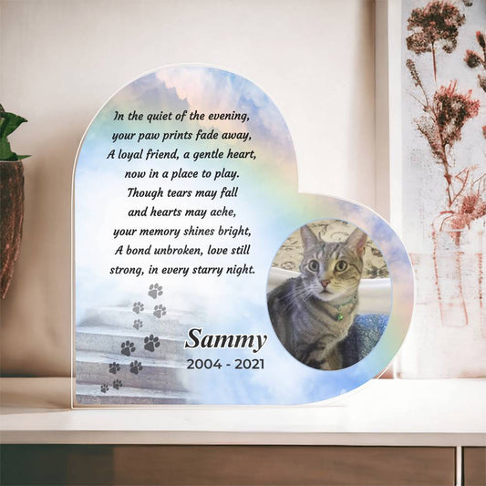 Personalized Pet Memorial - Loss of a Pet - Every Starry Night - Acrylic Heart – Personalized pet memorial by Sunrise Keepsakes