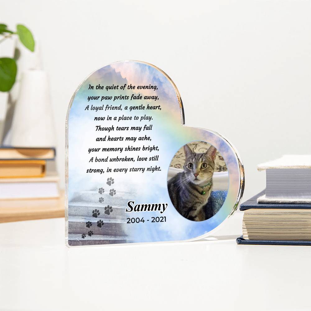Personalized Pet Memorial - Loss of a Pet - Every Starry Night - Acrylic Heart – Personalized pet memorial by Sunrise Keepsakes