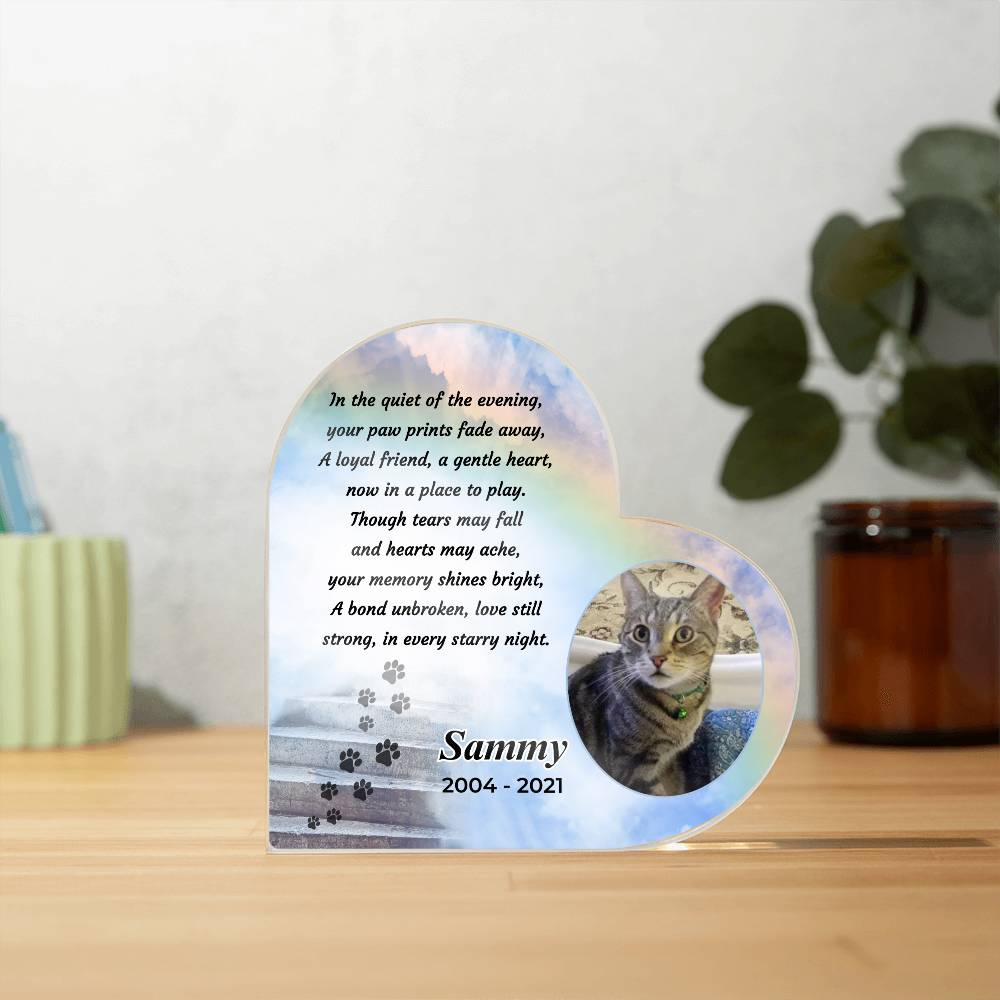 Personalized Pet Memorial - Loss of a Pet - Every Starry Night - Acrylic Heart – Personalized pet memorial by Sunrise Keepsakes