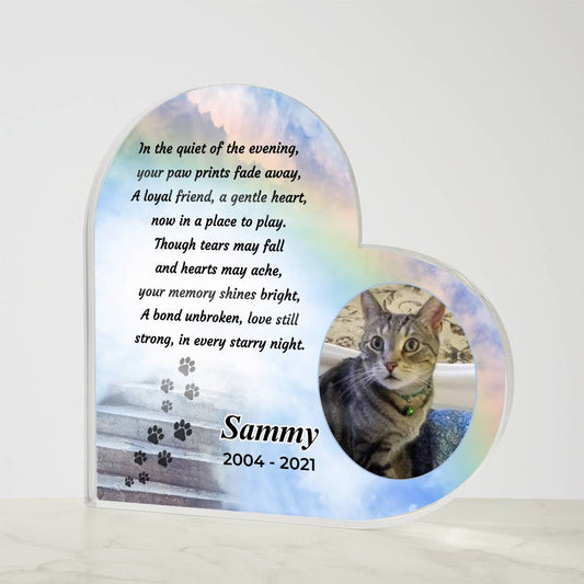 Personalized Pet Memorial - Loss of a Pet - Every Starry Night - Acrylic Heart – Personalized pet memorial by Sunrise Keepsakes