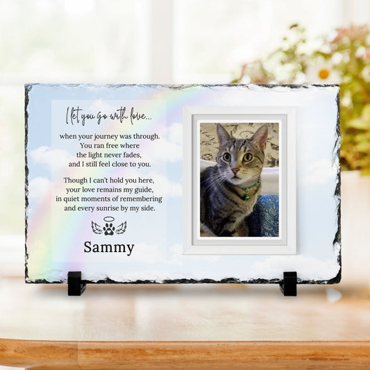 Personalized Pet Memorial Photo Plaque – I Let You Go with Love – Personalized Pet Loss by Sunrise Keepsakes