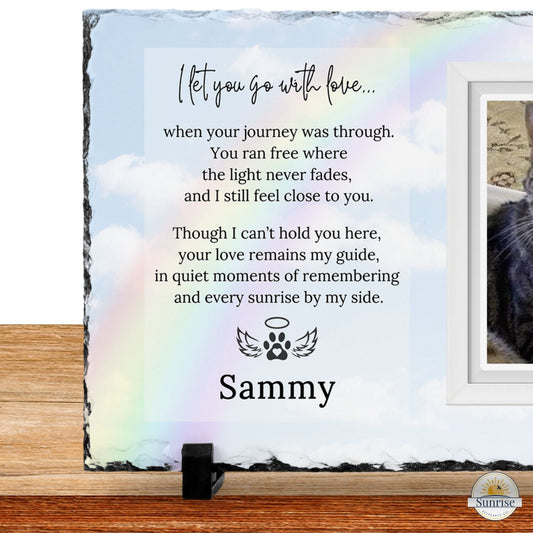 Personalized Pet Memorial Photo Plaque – I Let You Go with Love – Personalized Pet Loss by Sunrise Keepsakes