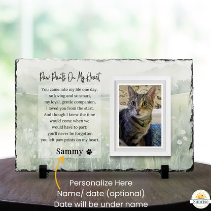 Personalized Pet Memorial Photo Plaque – Paw Prints on My Heart - Sunrise Keepsakes Co.