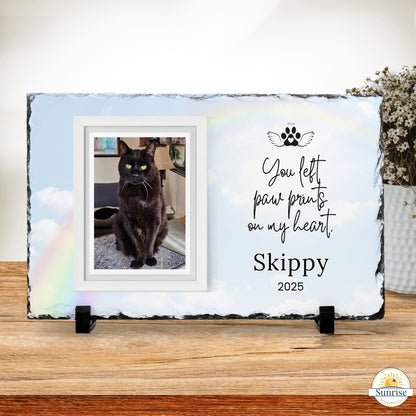Personalized Pet Memorial Photo Plaque – “You Left Paw Prints on My Heart” – Personalized Pet Loss by Sunrise Keepsakes