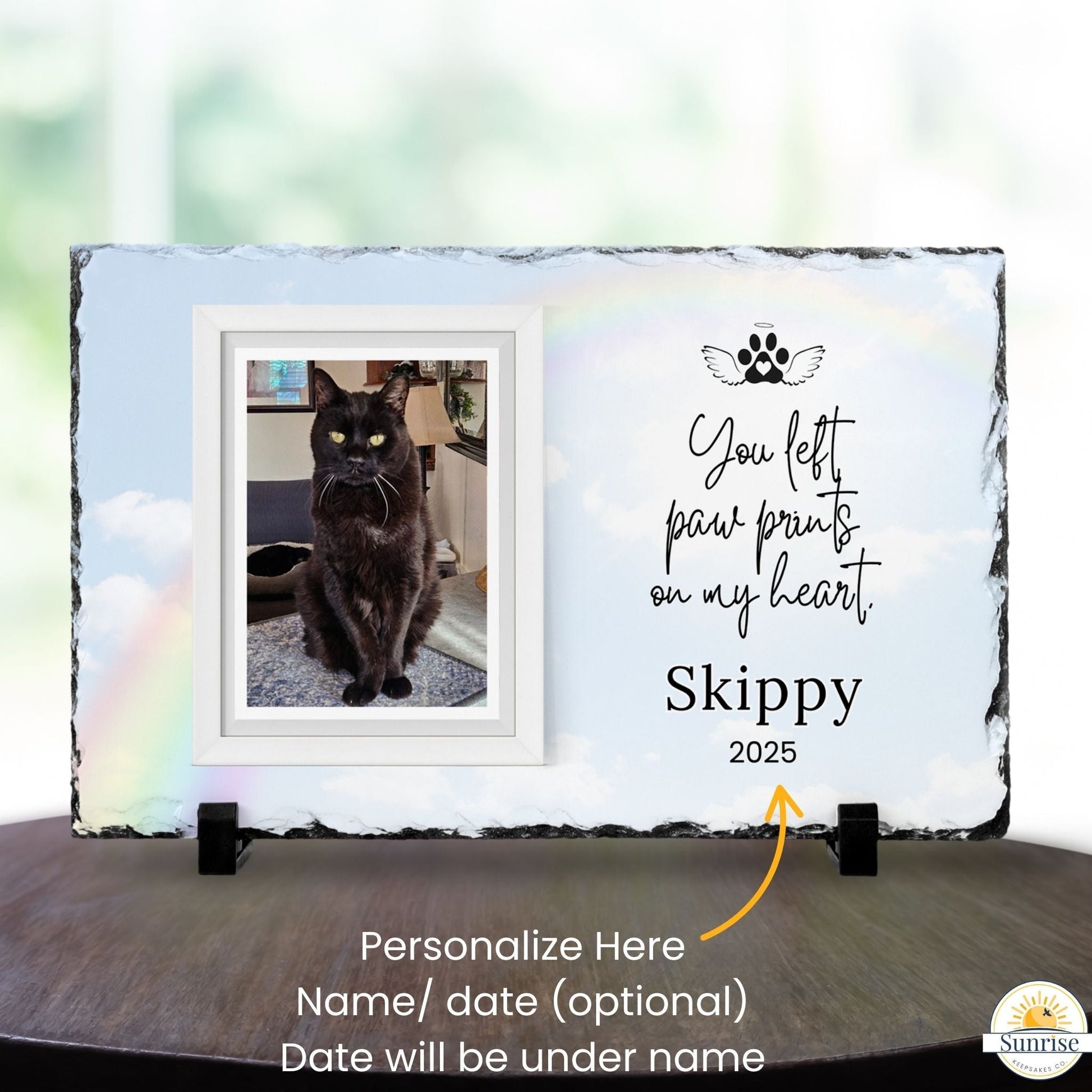 Personalized Pet Memorial Photo Plaque – “You Left Paw Prints on My Heart” – Personalized Pet Loss by Sunrise Keepsakes
