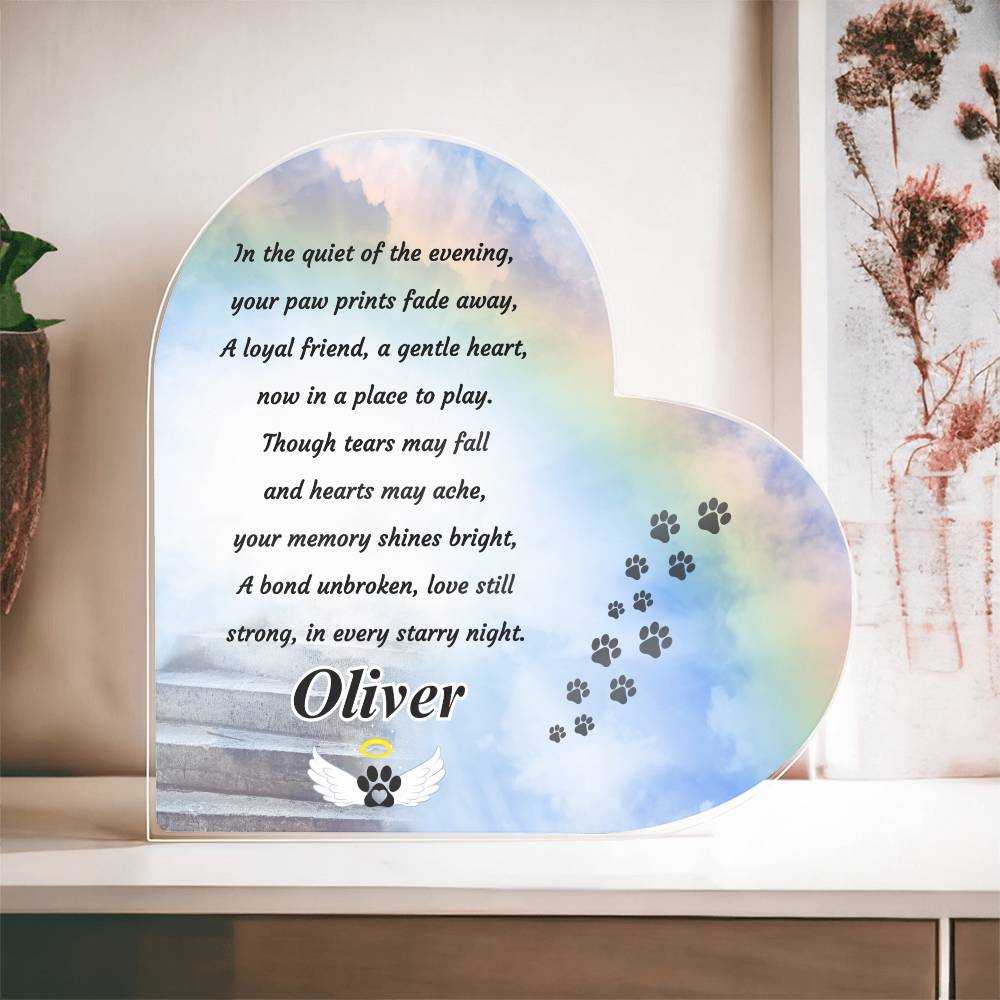 Personalized Rainbow Bridge Plaque - Acrylic Heart Keepsake for Memorializing Your Beloved Pet – Personalized pet memorial by Sunrise Keepsakes