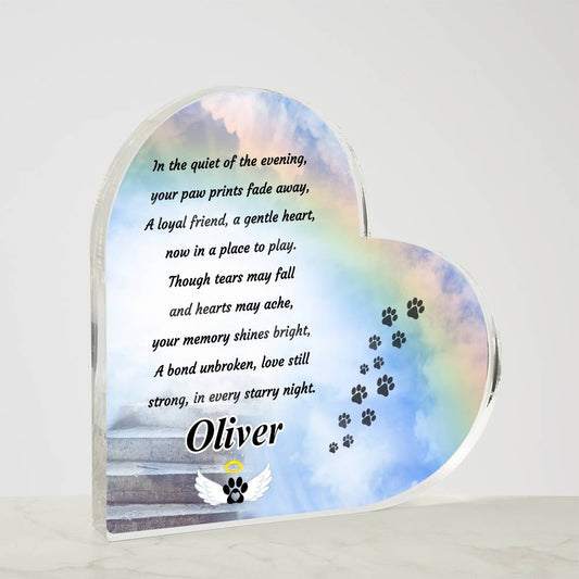 Personalized Rainbow Bridge Plaque - Acrylic Heart Keepsake for Memorializing Your Beloved Pet – Personalized pet memorial by Sunrise Keepsakes