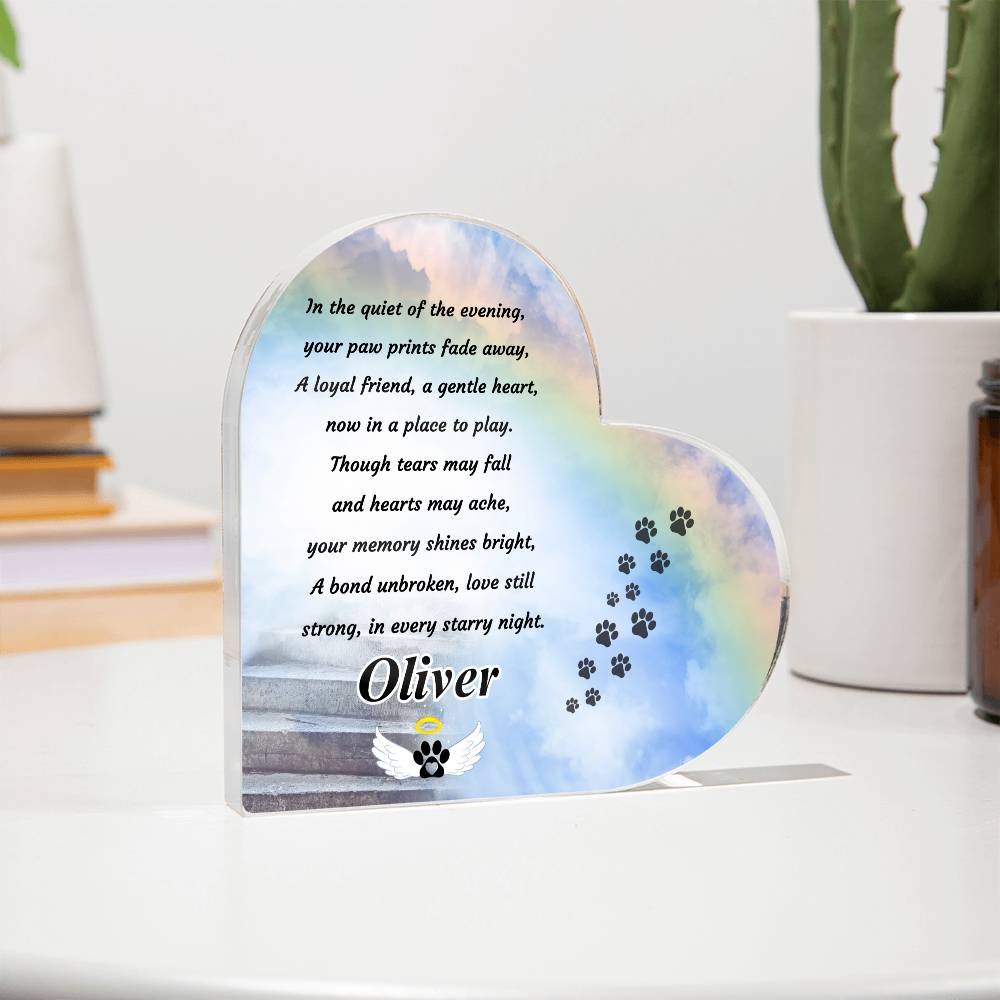 Personalized Rainbow Bridge Plaque - Acrylic Heart Keepsake for Memorializing Your Beloved Pet – Personalized pet memorial by Sunrise Keepsakes