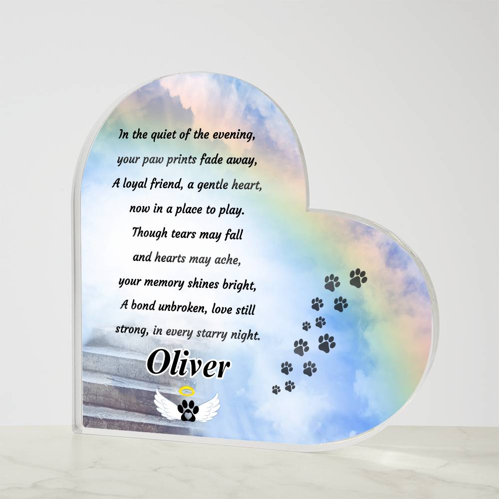 Personalized Rainbow Bridge Plaque - Acrylic Heart Keepsake for Memorializing Your Beloved Pet – Personalized pet memorial by Sunrise Keepsakes