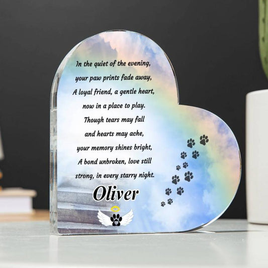 Personalized Rainbow Bridge Plaque - Acrylic Heart Keepsake for Memorializing Your Beloved Pet – Personalized pet memorial by Sunrise Keepsakes