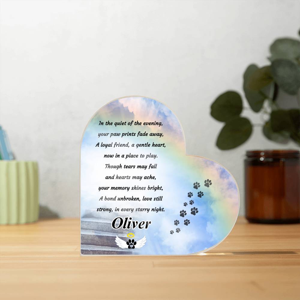 Personalized Rainbow Bridge Plaque - Acrylic Heart Keepsake for Memorializing Your Beloved Pet – Personalized pet memorial by Sunrise Keepsakes