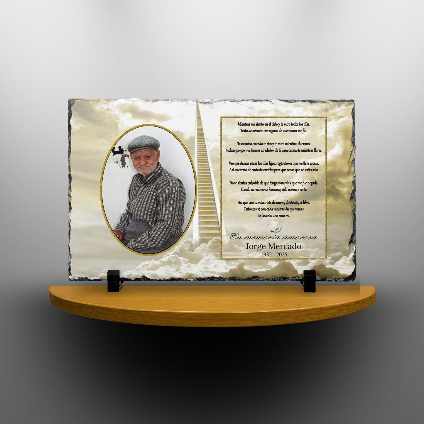 Personalized Spanish Memorial Photo Plaque – Sympathy Keepsake with As I Sit in Heaven Poem – Personalized Sympathy Gifts by Sunrise Keepsakes