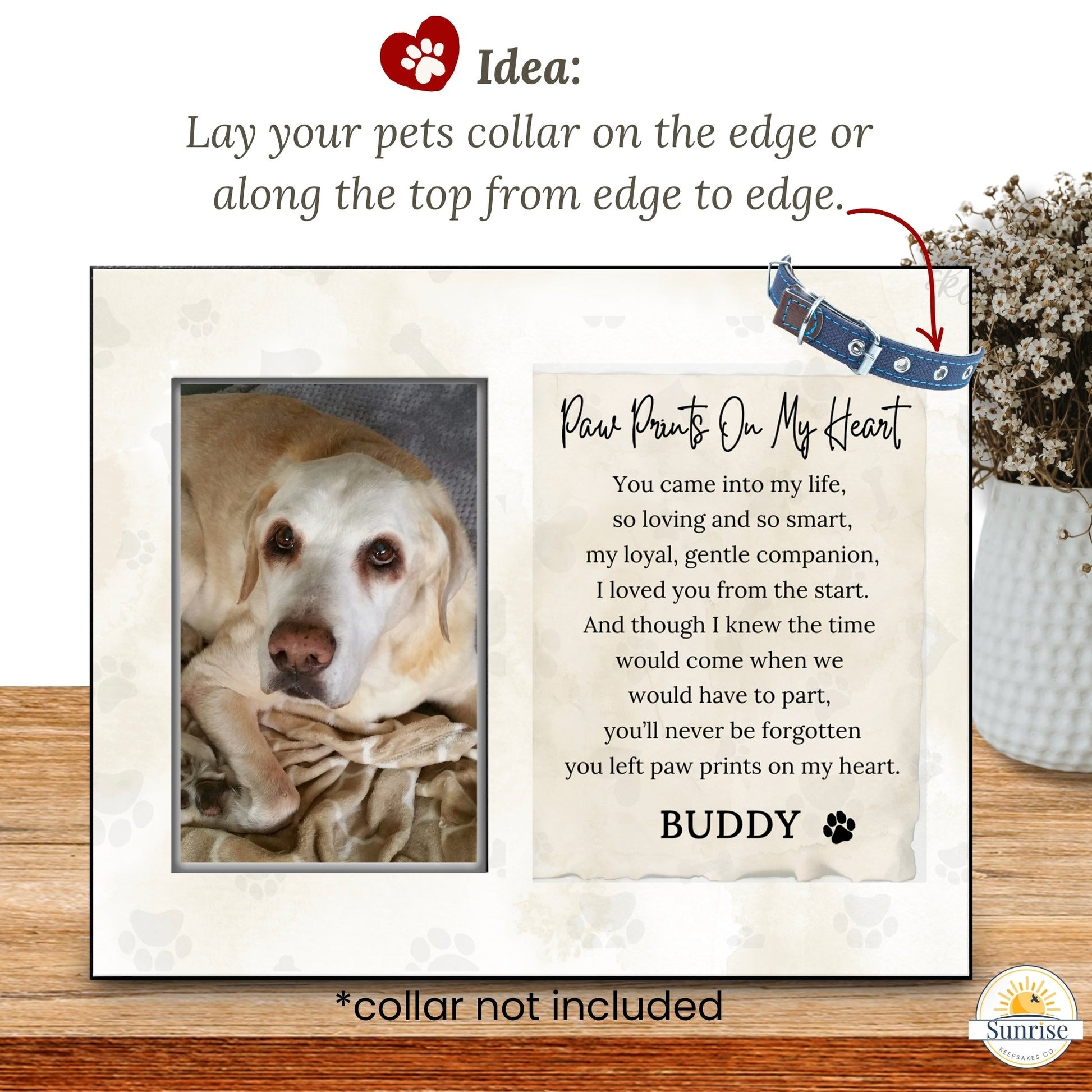 Pet Loss Frame - Paw Prints On My Heart – Personalized pet memorial by Sunrise Keepsakes