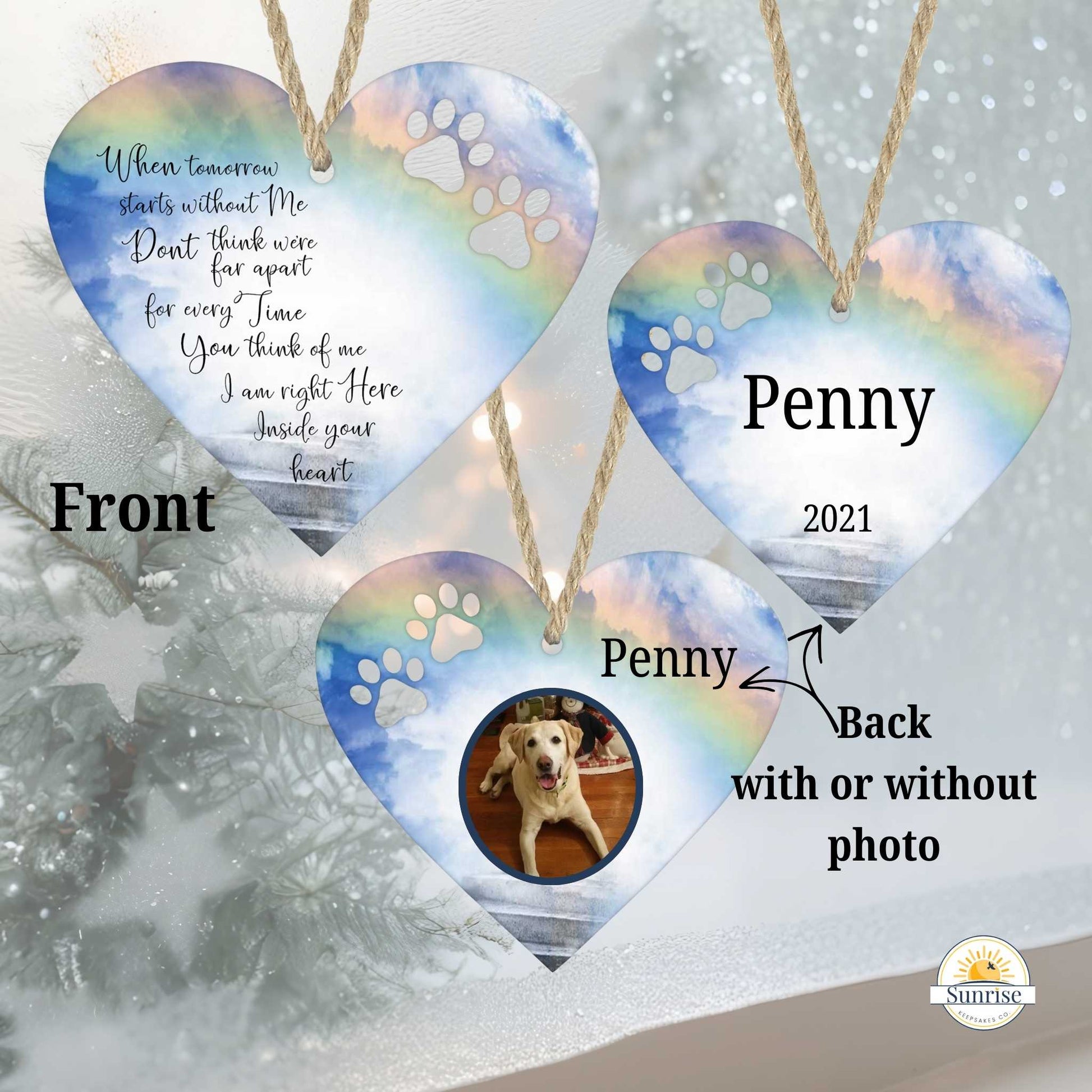 Pet Memorial Ornament - Memorial ornament for pet - Pet Sympathy Gift – Personalized pet memorial by Sunrise Keepsakes