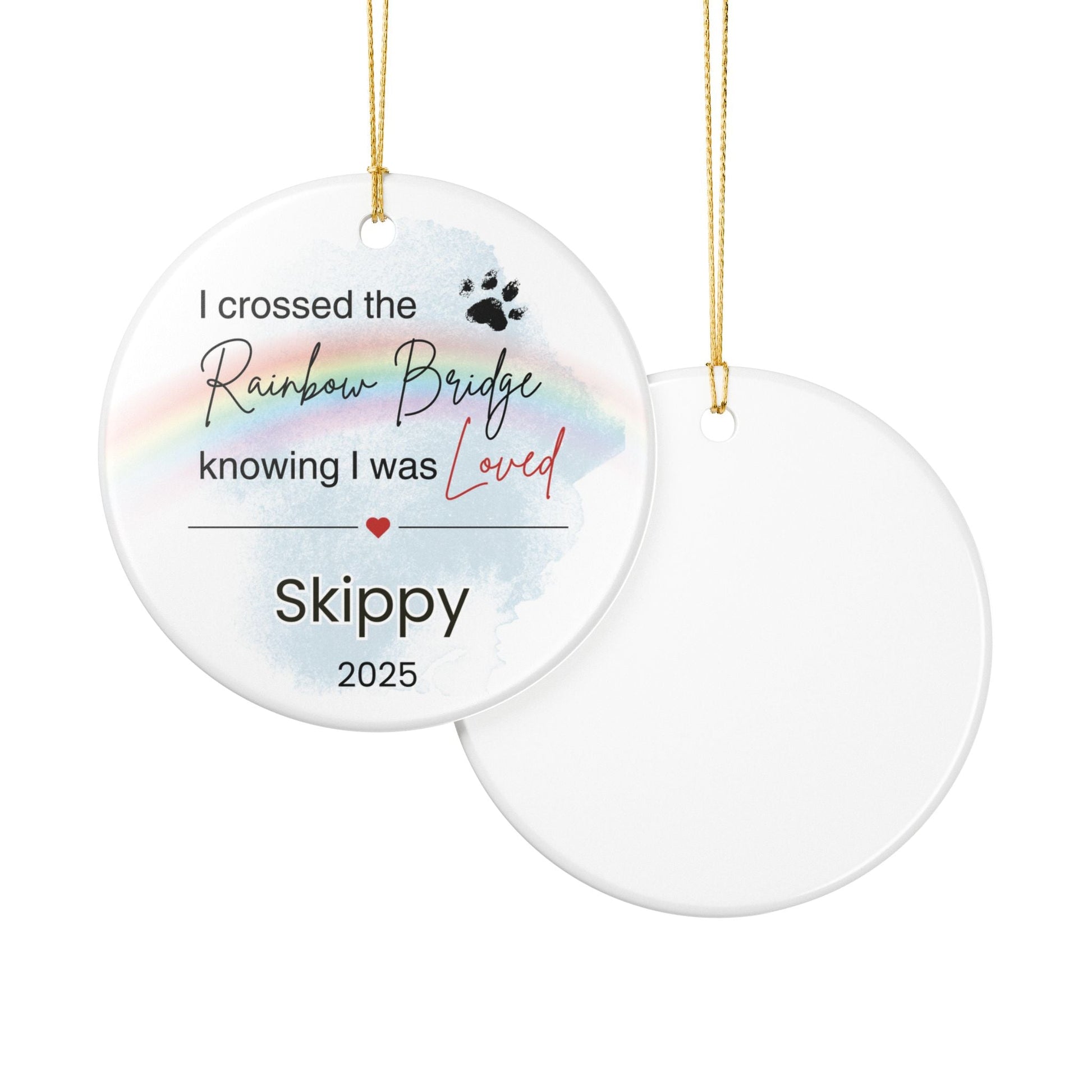 Pet Memorial Ornament | Rainbow Bridge Sympathy Gift | Ceramic Keepsake Tribute – Personalized Home Decor by Sunrise Keepsakes