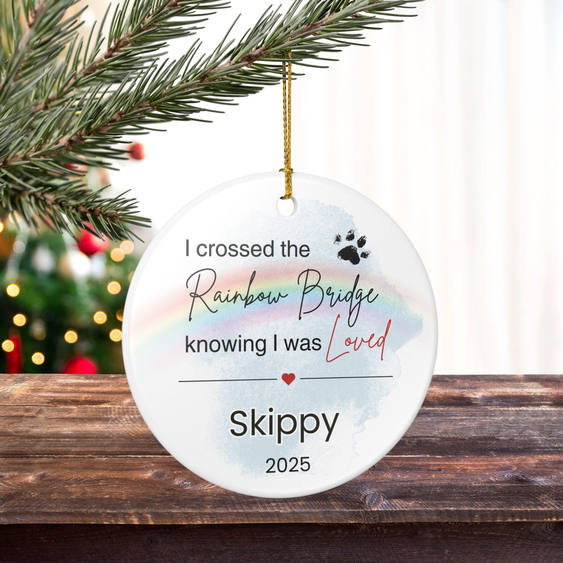 Pet Memorial Ornament | Rainbow Bridge Sympathy Gift | Ceramic Keepsake Tribute – Personalized Home Decor by Sunrise Keepsakes
