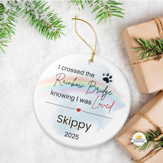 Pet Memorial Ornament | Rainbow Bridge Sympathy Gift | Ceramic Keepsake Tribute – Personalized Home Decor by Sunrise Keepsakes
