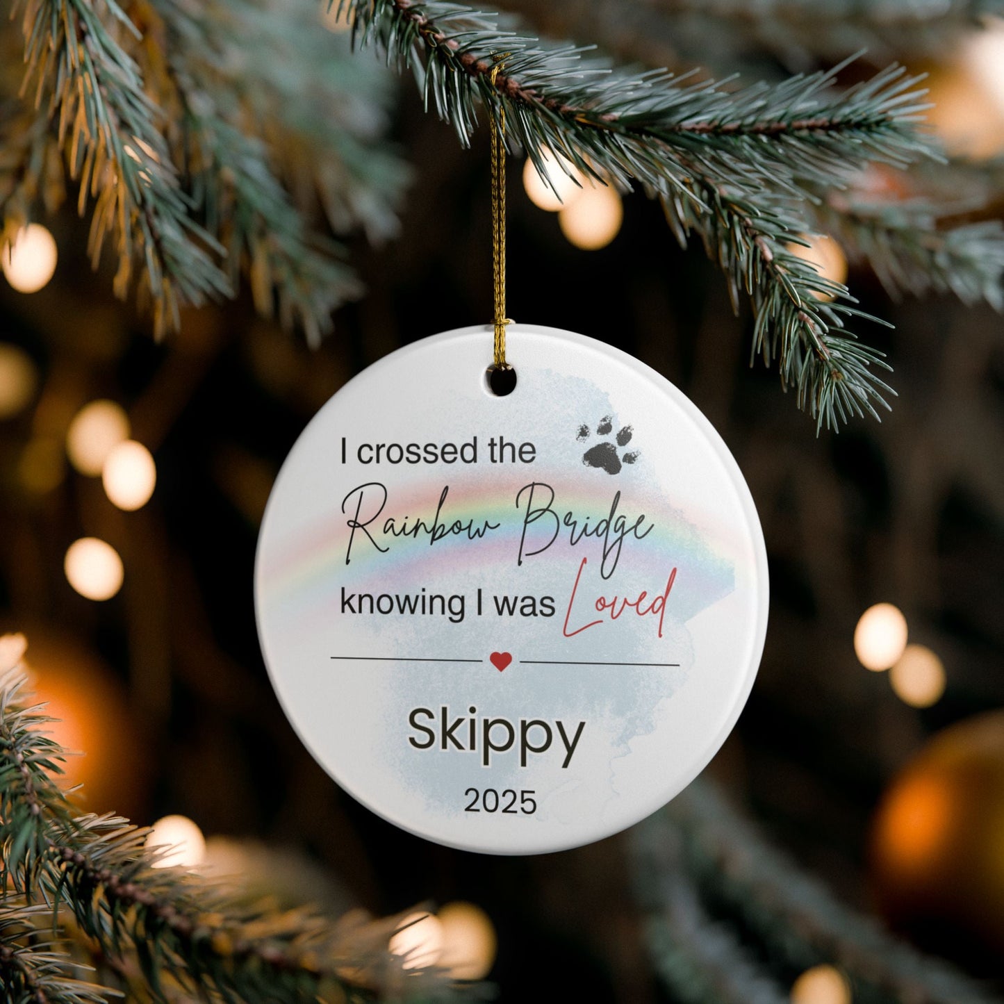 Pet Memorial Ornament | Rainbow Bridge Sympathy Gift | Ceramic Keepsake Tribute – Personalized Home Decor by Sunrise Keepsakes