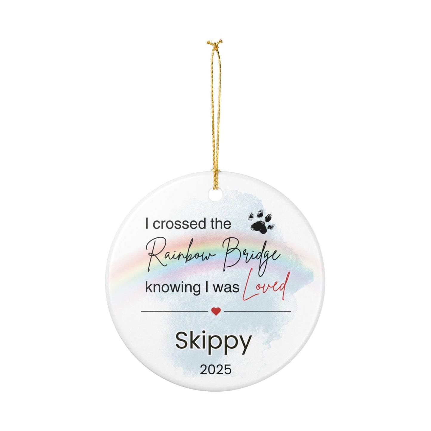 Pet Memorial Ornament | Rainbow Bridge Sympathy Gift | Ceramic Keepsake Tribute – Personalized Home Decor by Sunrise Keepsakes