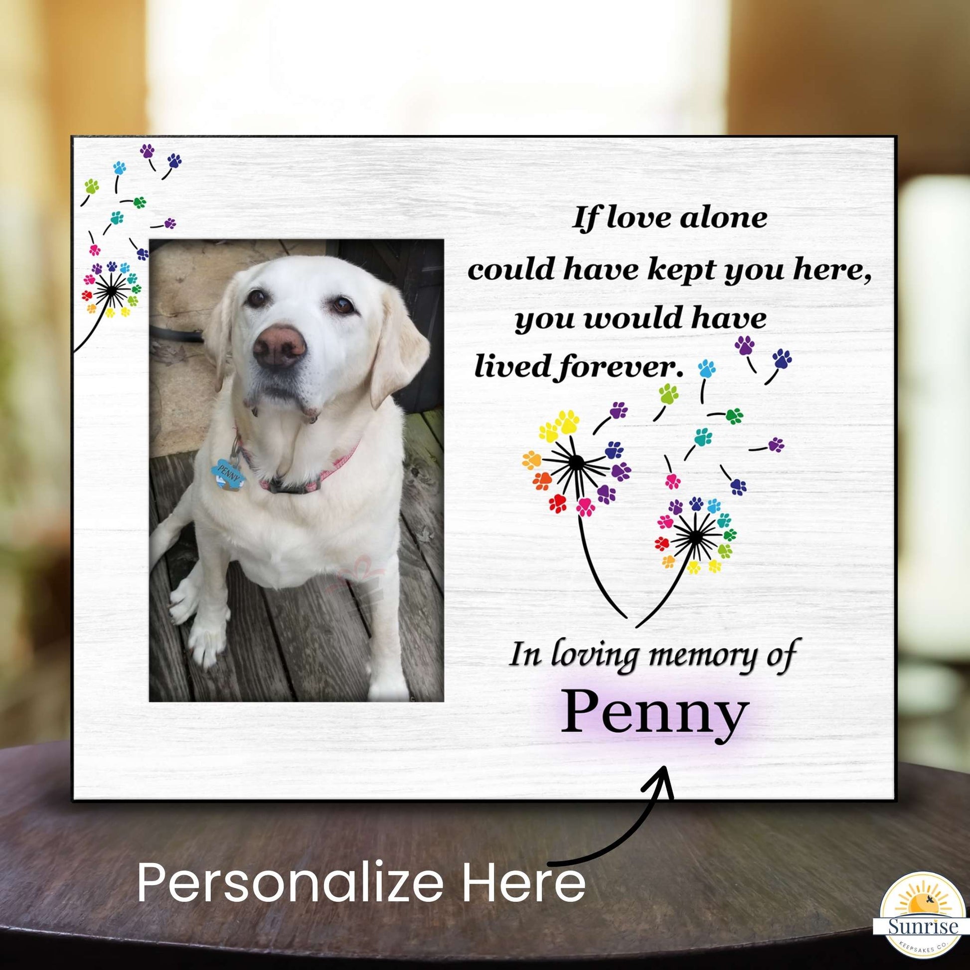 Pet Memorial Photo Frame – If Love Alone Dog or Cat Loss Gift – Personalized pet memorial by Sunrise Keepsakes