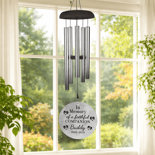 Pet Memorial Wind Chime – Paw Print Sympathy Gift for Loss of Dog or Cat – Personalized Pet Loss by Sunrise Keepsakes