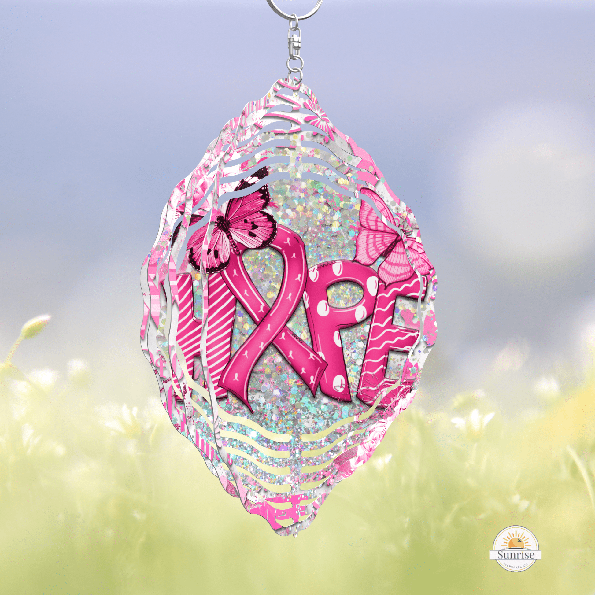 Pink HOPE Breast Cancer Wind Spinner | Inspirational Gift – Personalized Wind Spinner by Sunrise Keepsakes