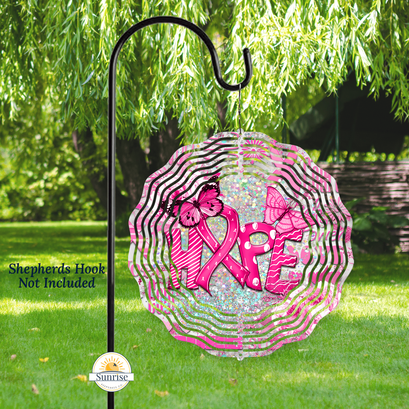 Pink HOPE Breast Cancer Wind Spinner | Inspirational Gift – Personalized Wind Spinner by Sunrise Keepsakes