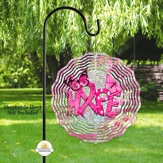 Pink HOPE Breast Cancer Wind Spinner | Inspirational Gift – Personalized Wind Spinner by Sunrise Keepsakes