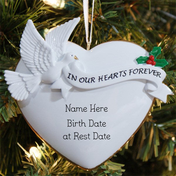 Personalized Dove Memorial Ornament – In Our Hearts Forever