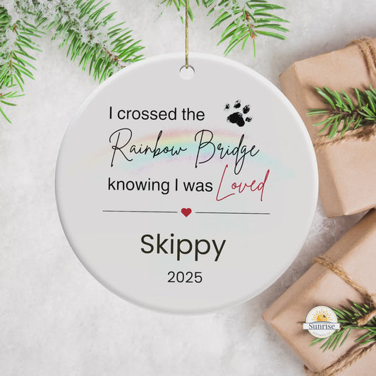 Pet Memorial Ornament | Rainbow Bridge Sympathy Gift | Ceramic Keepsake Tribute