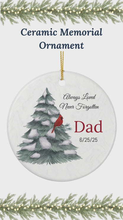 Personalized Cardinal Memorial Ornament - Always Loved Never Forgotten Sympathy Gift