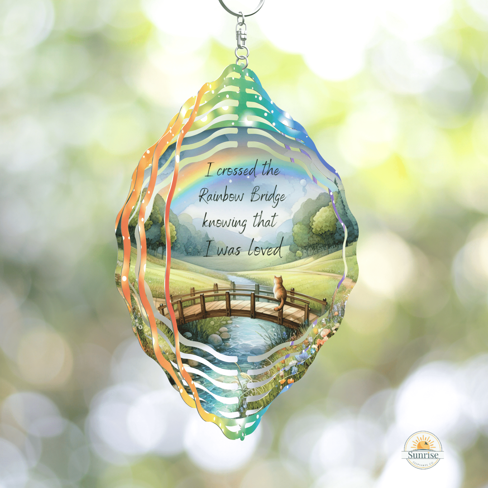 Rainbow Bridge Cat Wind Spinner | Memorial Tribute for a Beloved Pet – Personalized Wind Spinner by Sunrise Keepsakes